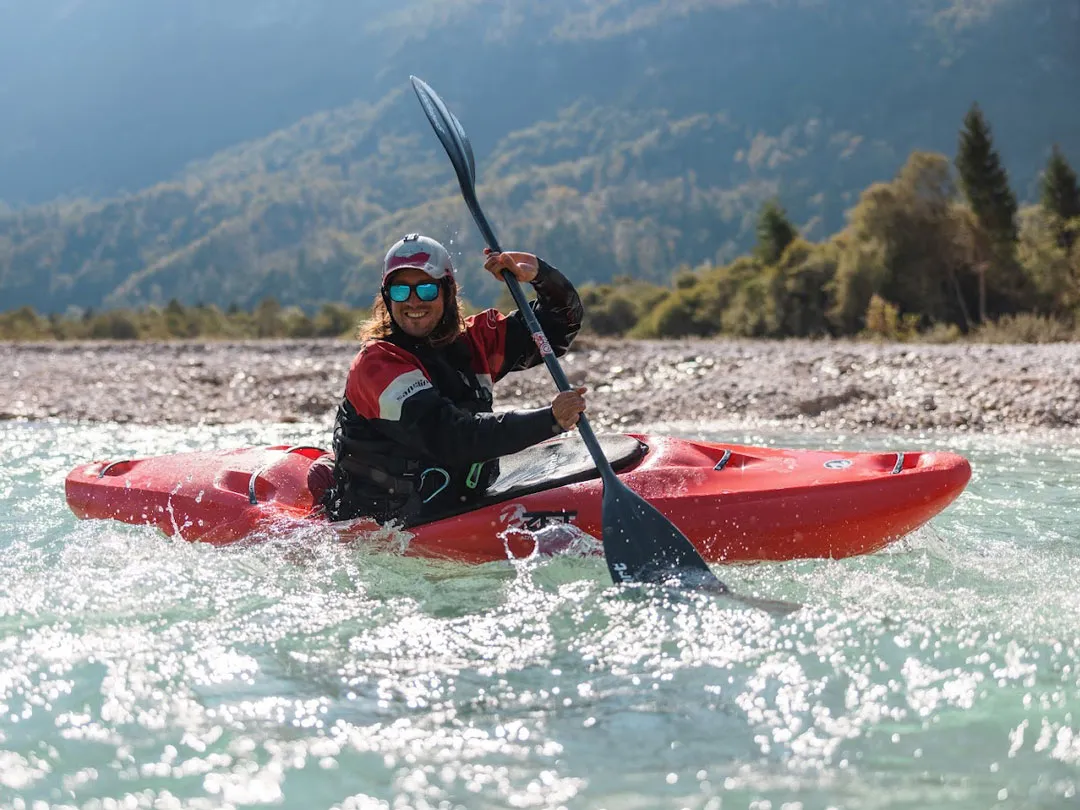 kayaking on a beautiful soča river